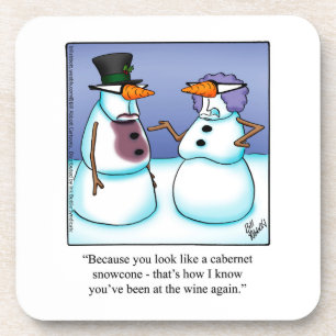Hilarious Winter Wine Humour Coaster Set
