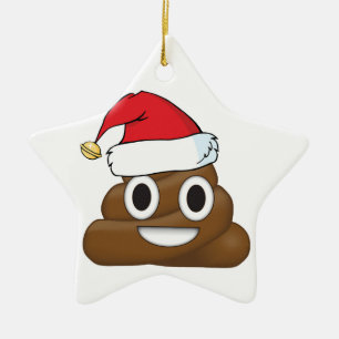 Hilarious Xmas Poop Emoji Ceramic Ornament