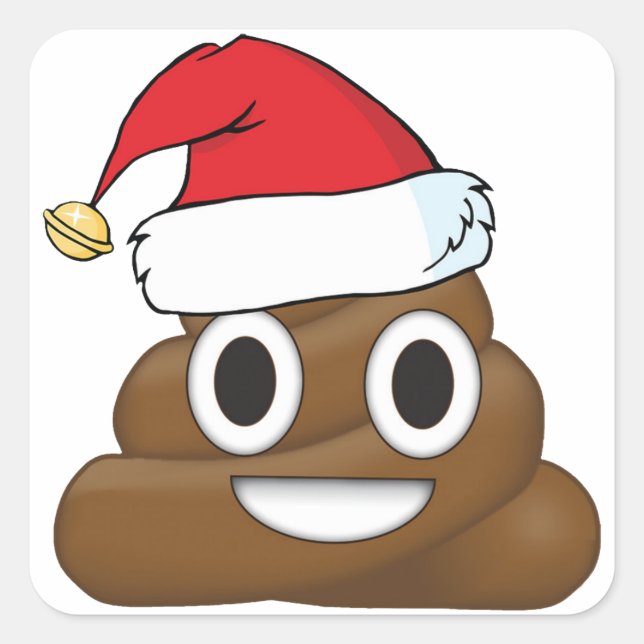 Hilarious Xmas Poop Emoji Square Sticker (Front)