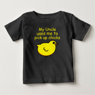 Hilariously Funny Uncle and Cute Chick Baby T-Shirt