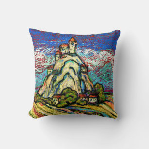 Hill Castle Fantasy Throw Pillow