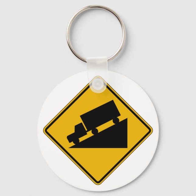 Hill (Graphic), Traffic Warning Sign, USA Keychain (Front)
