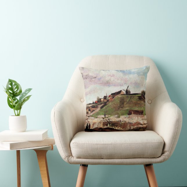 Hill of Montmartre with Quarry by Vincent van Gogh Throw Pillow (Chair)