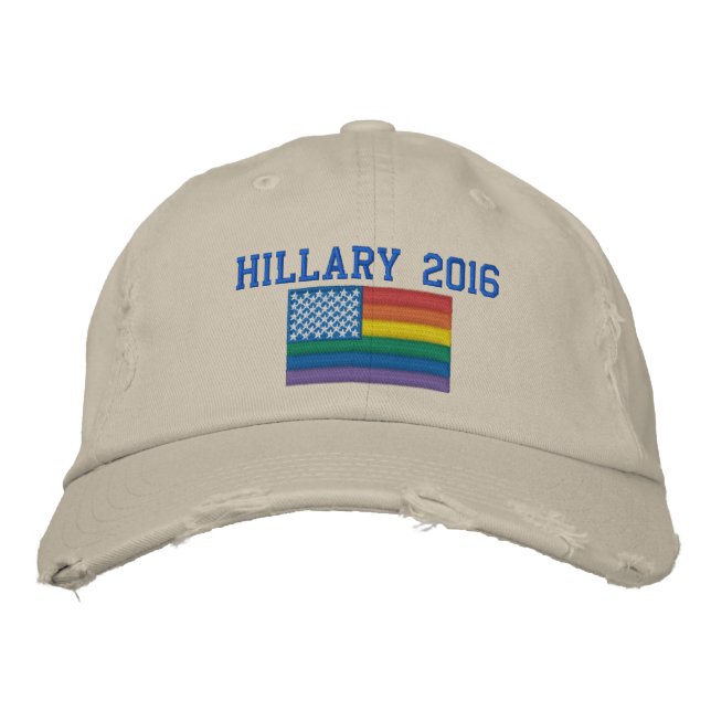 Hillary 2015 Baseball Cap - Gay Flag Design (Front)