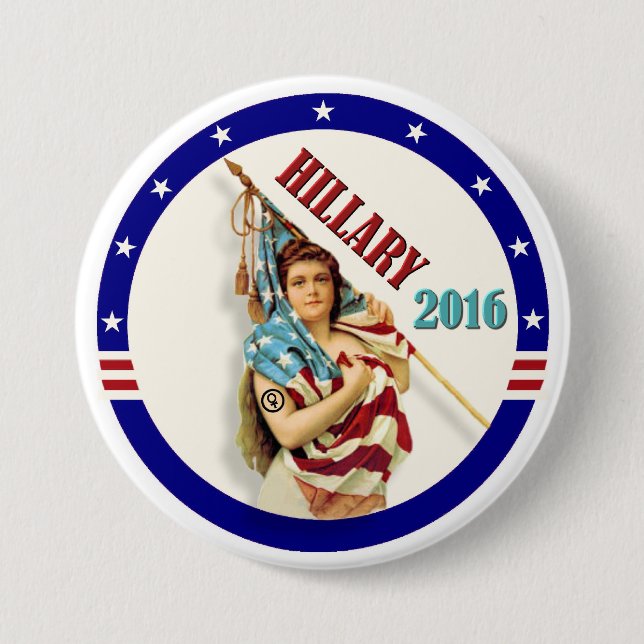 Hillary 2016 3 inch round button (Front)