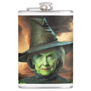 Hillary Cinton Wicked Witch of The United States   Hip Flask