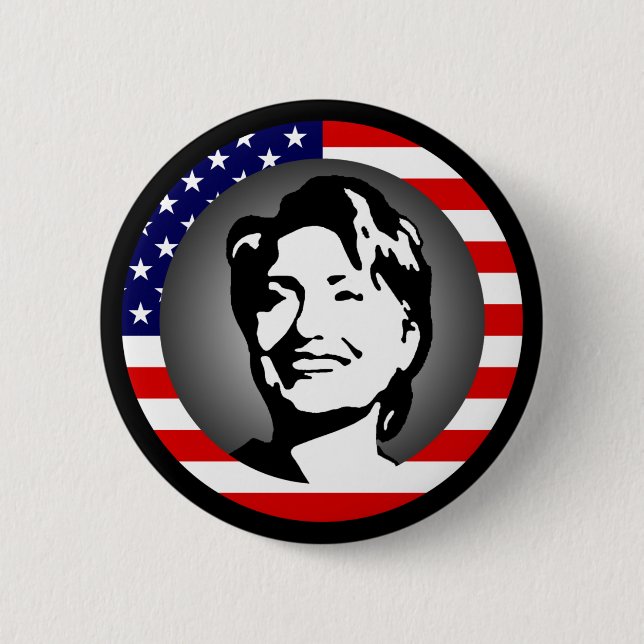 hillary clinton 08. us flag. 2 inch round button (Front)