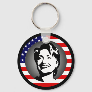 hillary clinton 08. us flag. keychain