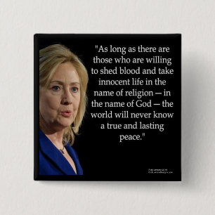 Hillary Clinton Blood Religion Quote 2 Inch Square Button