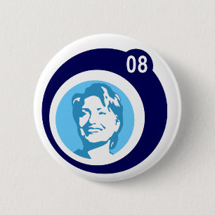 hillary clinton : blue bubbles : 2 inch round button