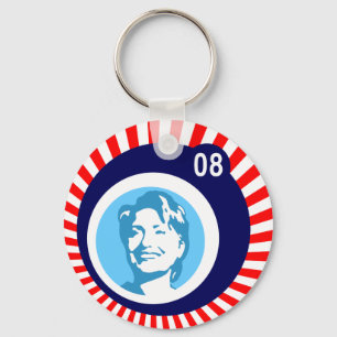 hillary clinton : blue bubbles & red rays : keychain
