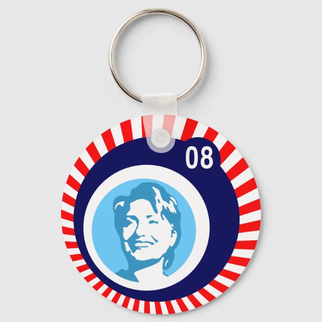 hillary clinton : blue bubbles & red rays : keychain (Front)