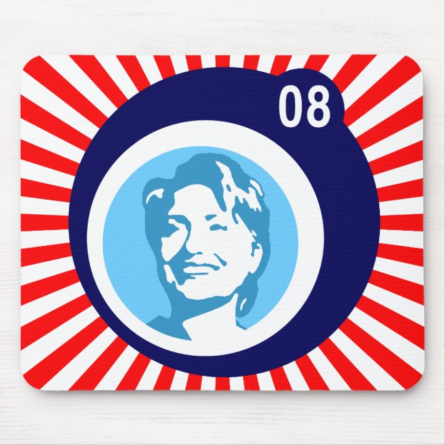 hillary clinton : blue bubbles & red rays: mouse pad (Front)