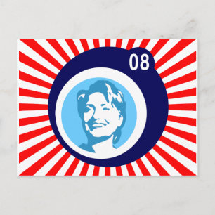 hillary clinton : blue bubbles & red rays : postcard