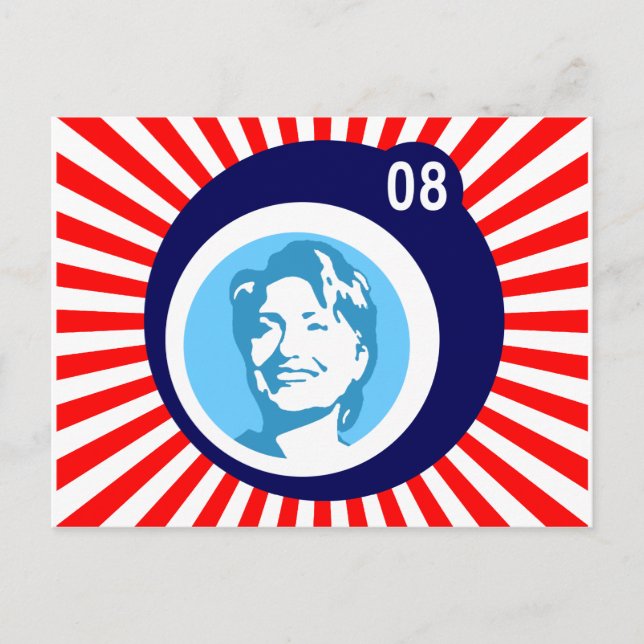 hillary clinton : blue bubbles & red rays : postcard (Front)
