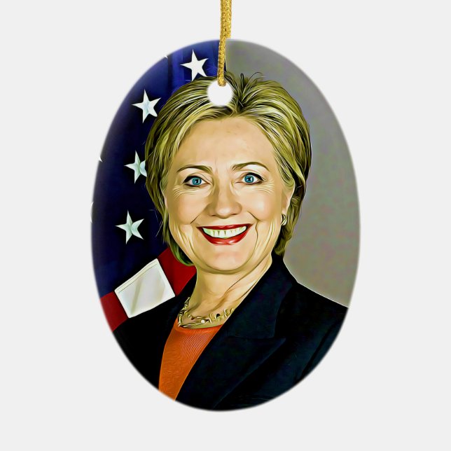 Hillary Clinton Digital Pop Art Christmas Ornament (Front)
