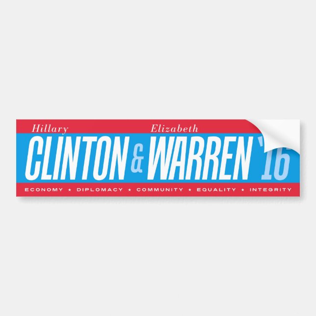 Hillary Clinton - Elizabeth Warren Bumper Sticker (Front)