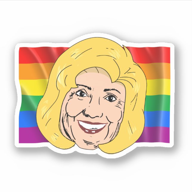 Hillary Clinton Gay Pride Sticker (Front)