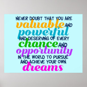 Hillary Clinton Inspirational Dreams Quote Poster