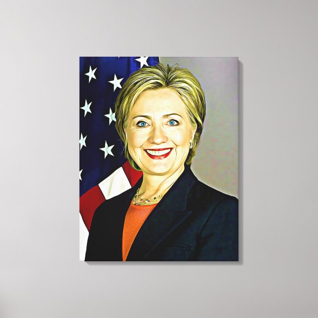 Hillary Clinton Portrait Digital Art Canvas Print (Front)