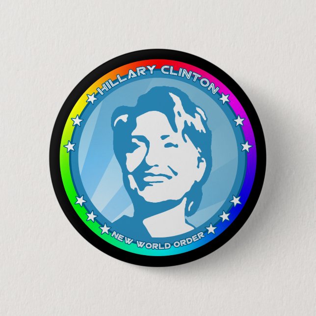 hillary clinton. rainbow. 2 inch round button (Front)