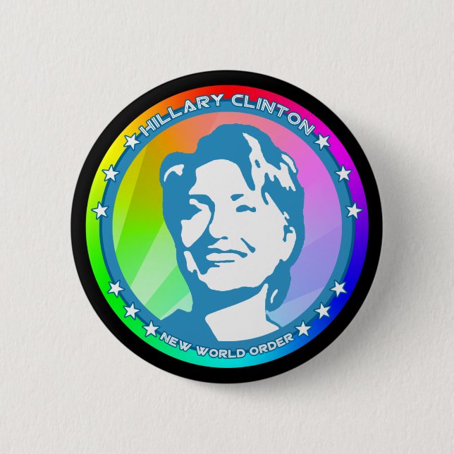 hillary clinton. rainbow. 2 inch round button (Front)