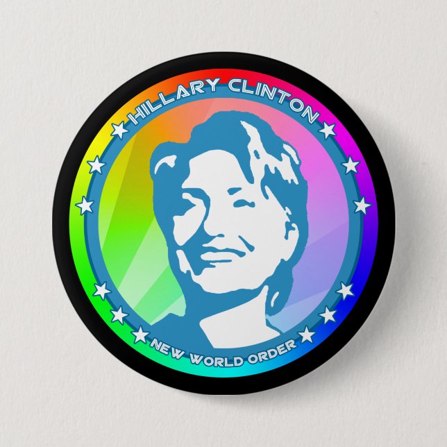 hillary clinton rainbow 3 inch round button (Front)