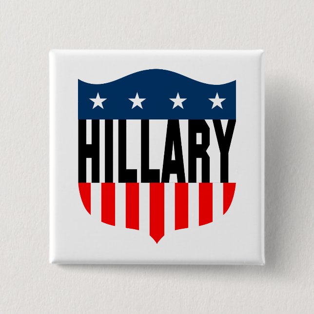 hillary clinton stars and stripes 2 inch square button (Front)