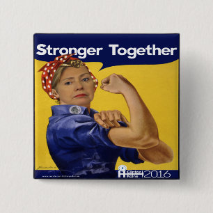 Hillary Clinton Stronger Together 2 Inch Square Button