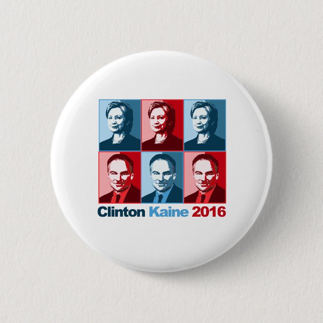 Hillary Clinton Tim Kaine 2016 2 Inch Round Button (Front)