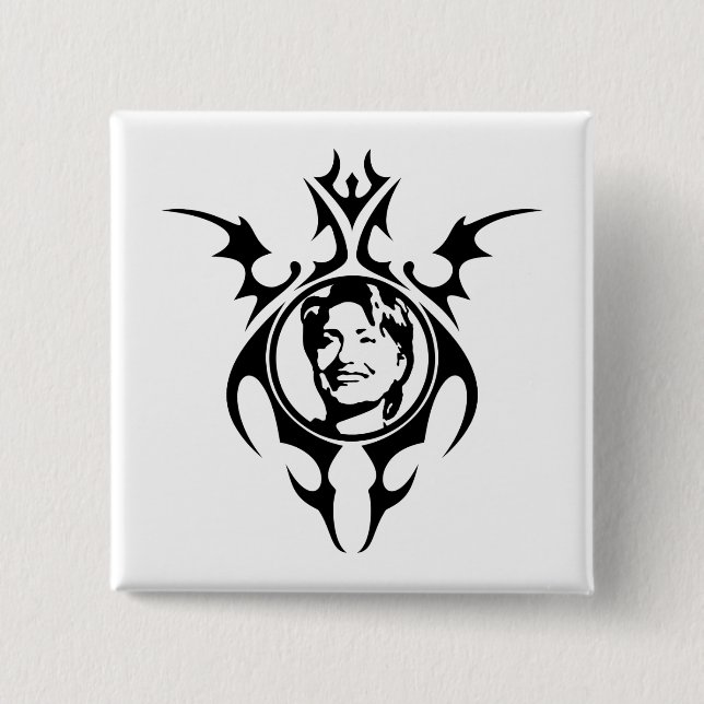 Hillary Clinton tribal design 2 Inch Square Button (Front)