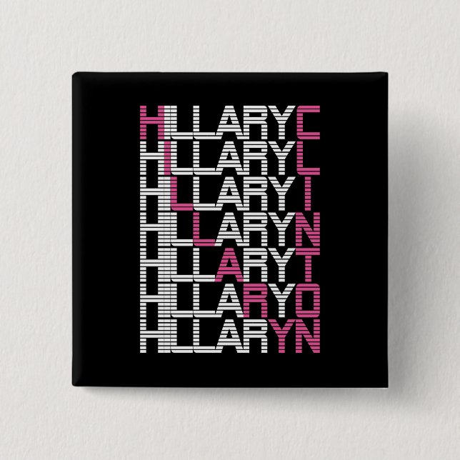 hillary clinton type stack 2 inch square button (Front)