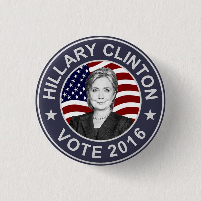 Hillary Clinton US Flag 1 Inch Round Button (Front)