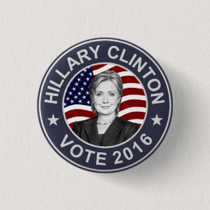 Hillary Clinton US Flag 1 Inch Round Button
