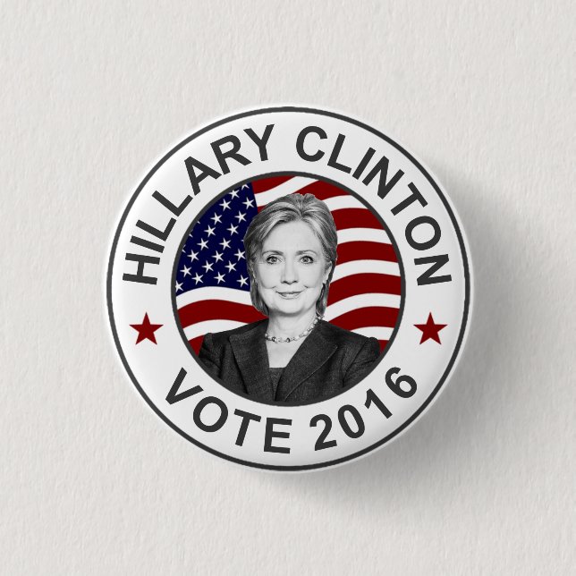 Hillary Clinton US Flag 1 Inch Round Button (Front)