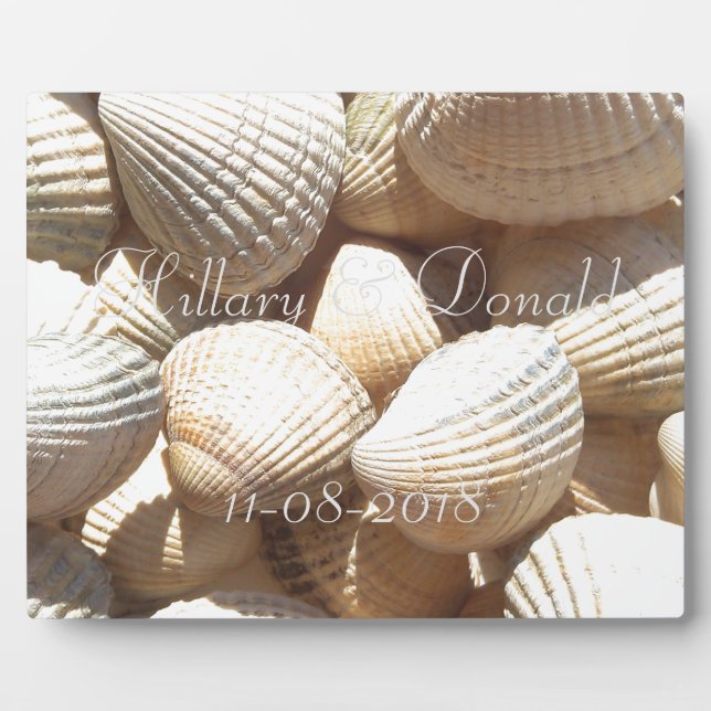 Hillary & Donald Wedding Exotic Bridal Sea Shells Plaque (Front)