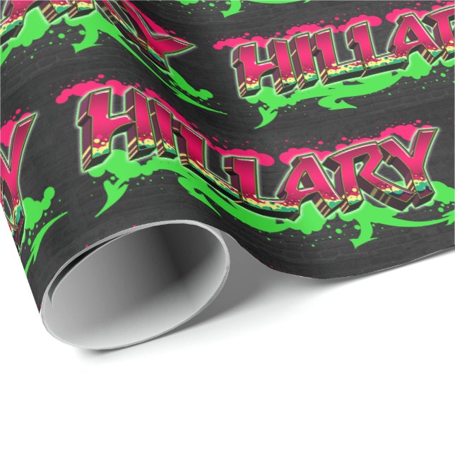 Hillary First Name Graffiti red green Wrapping Paper (Roll Corner)