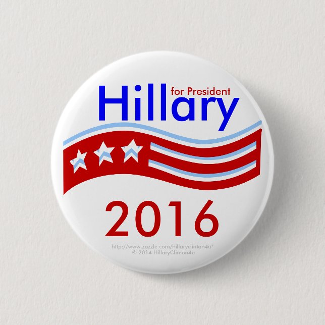 Hillary for President 3-Stars Flag 2016 Button (Front)