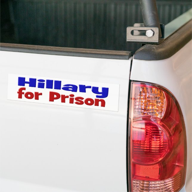 Hillary for Prison red & blue Bumper Sticker (On Truck)