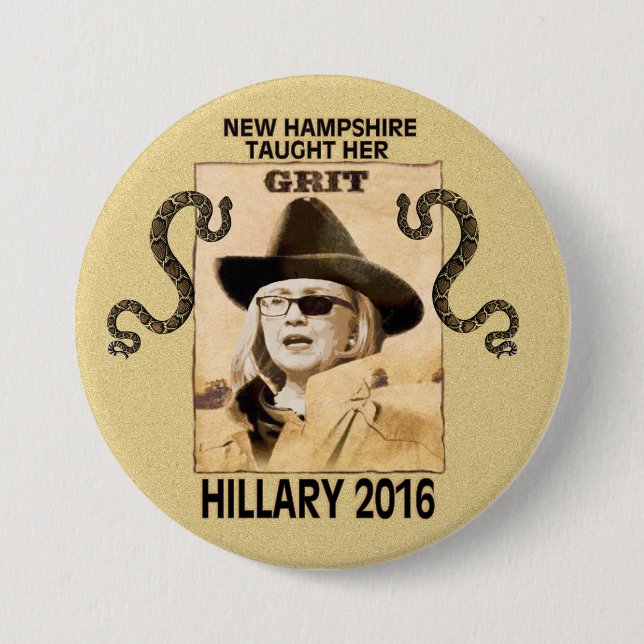 Hillary has Grit 3 Inch Round Button (Front)
