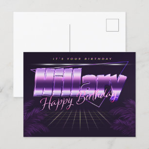 Hillary Name Vorname lila Postkarte Geburtstag Postcard