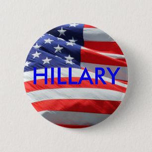 Hillary Running for President American Flag Button