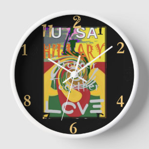 Hillary USA President Stronger Together red golden Wall Clock