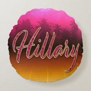 Hillary Vorname Name golden pink Kissen Round Pillow