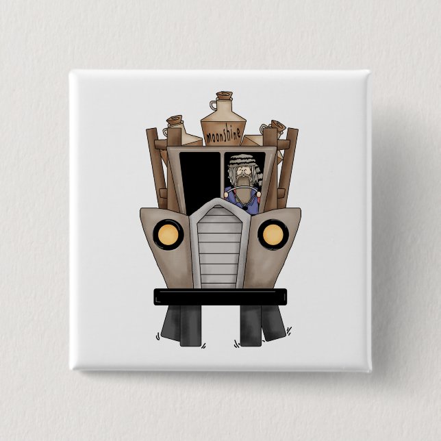 hillbilly driving 2 inch square button (Front)