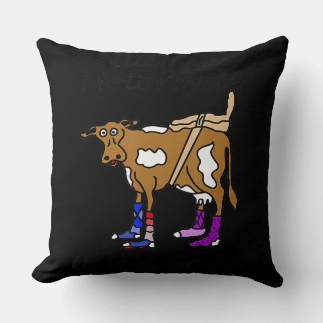 Hillbilly Motorcycle Funny Cow Gift For Bikers Throw Pillow (Front)