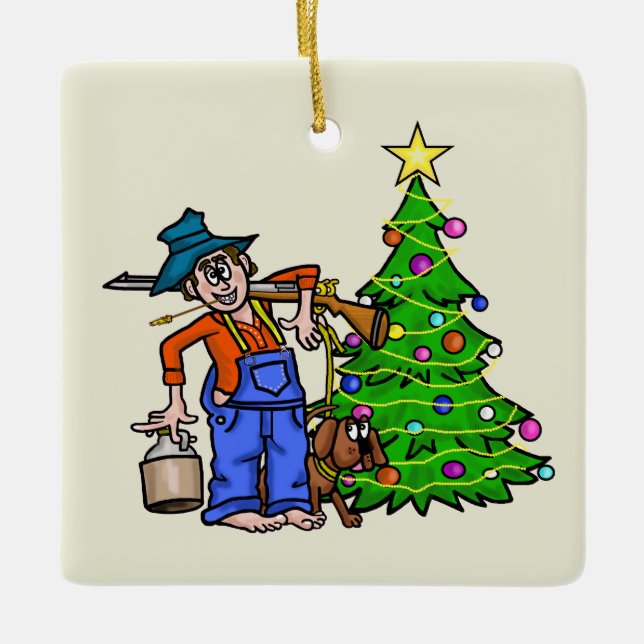 Hillbilly or Redneck Christmas Ornament (Front)