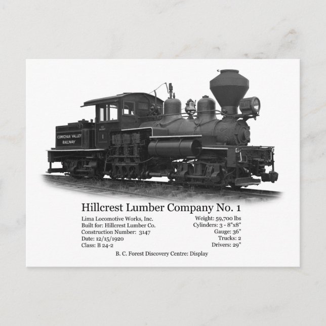 Hillcrest Shay No. 1 Postcard (Front)