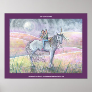 Hills of Enchantment Fairy Unicorn Poster