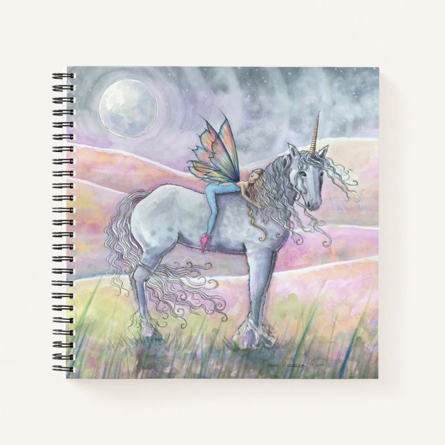 Hills of Enchantment Unicorn Fairy Sketchbook Notebook (Front)